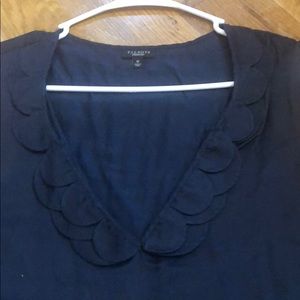 TALBOTS Sleeveless Top Scallop Ruffle Trim Neck 16